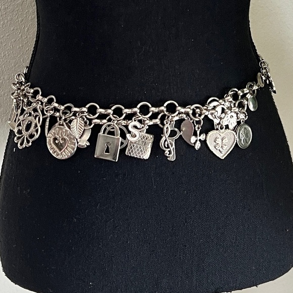 Women’s Silver Tone Charm Medallion Belt Necklace Bracelet main image 11